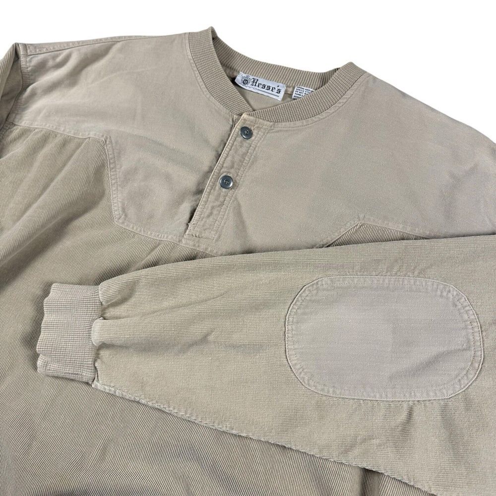 Vintage Corduroy Sweatshirt Men's Large Tall‎ Elbow Patches Henley Pullover 9